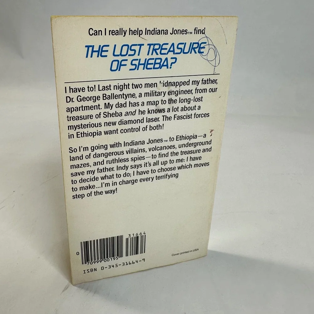 Indiana Jones Lost Treasure of Sheba #2 Find Your Fate Adventure Book Rose Estes